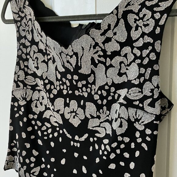 Y2K Gilani Beaded Floral Tank Top Womens 10 Black Whimsigoth 2000s - Picture 2 of 7